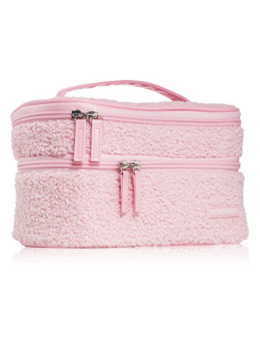 BrushArt Accessories Double-layered fluffy make-up bag чантичка с две отделения Light pink 1 бр.