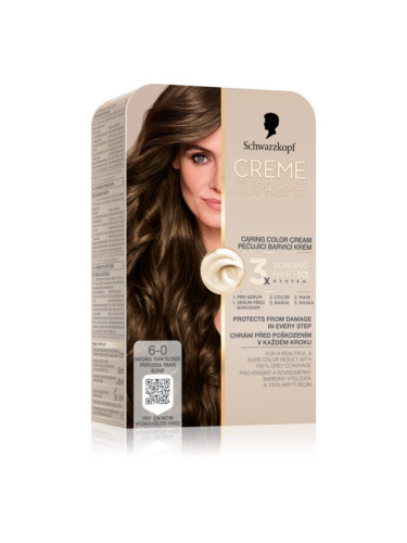 Schwarzkopf Creme Supreme перманентната боя за коса цвят 6-0 Natural Dark Blonde 60 мл.