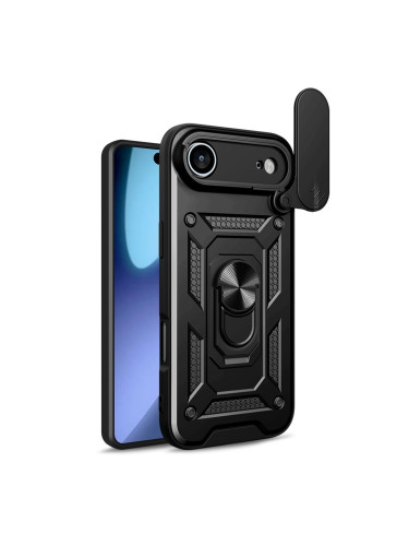 Силиконов твърд кейс bSmart Defender Slide, За iPhone 17 Air (6.9), Черен