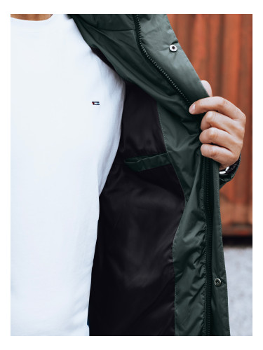 Kurtka męska zimowa z odpinanym kapturem zielona Dstreet