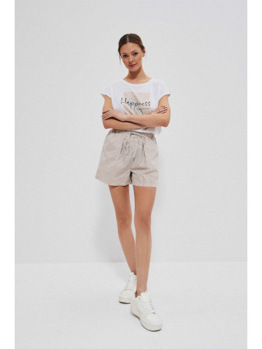 Striped cotton shorts - beige