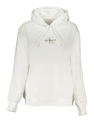 Calvin Klein Women's MONOLOGO REGULAR HOODIE Sweatshirt-White