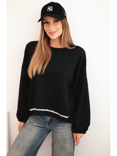 Kesi Włoski Women's sweatshirt with decorative finishing at the bottom black