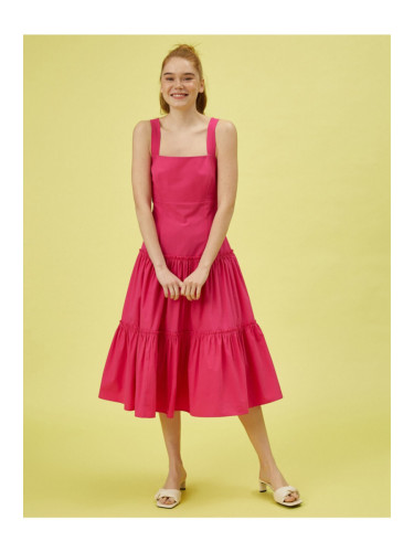 Koton Damska różowa sukienka na ramiączkach