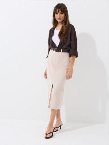 Mohito - Пола с лен - кремaво