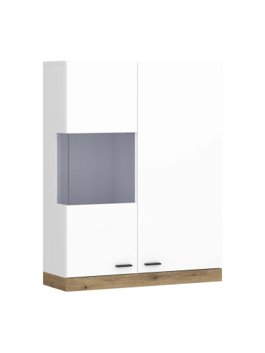 КИКО ВИСЯЩА ВИТРИНА С 2 ВРАТИ И ОСВЕТЛЕНИЕ 90/35/120h АЛПИЙСКО БЯЛО / ДЪБ