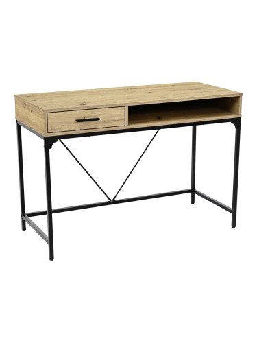 БЮРО В СВЕТЪЛ ДЪРВЕСЕН ЦВЯТ ЕРИК 2 С МЕТАЛНИ ЧЕРНИ КРАКА 110/46/75 СМ