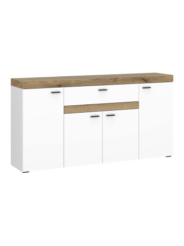 КИКО КОМОД С 4 ВРАТИ И 1 ЧЕКМЕДЖЕ 160/42/86h АЛПИЙСКО БЯЛО / ДЪБ