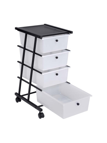 ЧЕРНО-БЯЛ КОНТЕЙНЕР НА КОЛЕЛА С 4 ЧЕКМЕДЖЕТА КОНИ 33/40/70 СМ