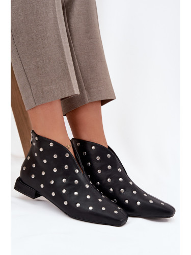 Boto Дамски боти на тънък ток черни Elvienne