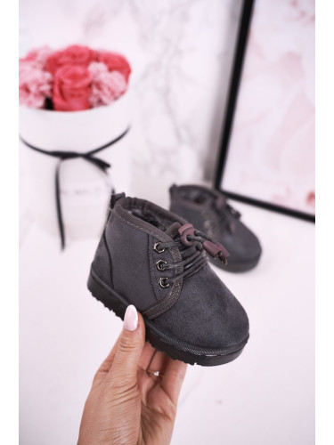 Boto Детски обувки за сняг с връзки и изолация с кожа Сиви Hunter