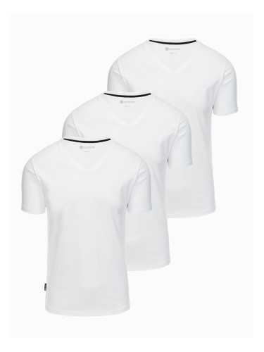 Ombre Set of shirts with V neckline and elastane and subtle logo 3-pack