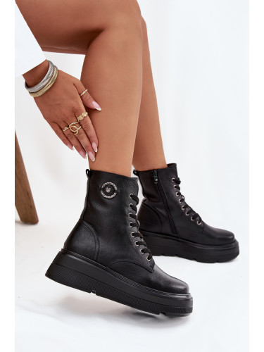 Дамски боти работници с топъл вътрешен слой на платформа с декоративен детайл Vinceza