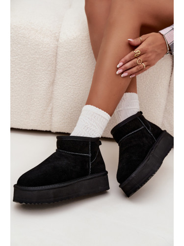 Кожени дамски зимни обувки на платформа Vinceza