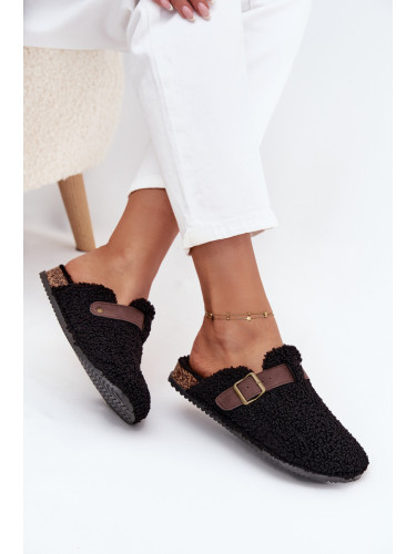 Boto Дамски чехли с пух тип овча кожа Черни Lorivine