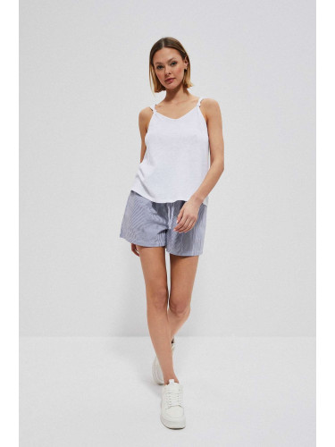 Marisse Cotton Striped Shorts L-Sh-3718 White_Blue