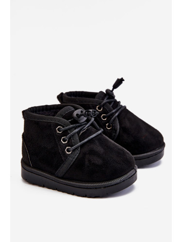 Boto Детски обувки за сняг с връзки и изолация с косъм Черен Hunter