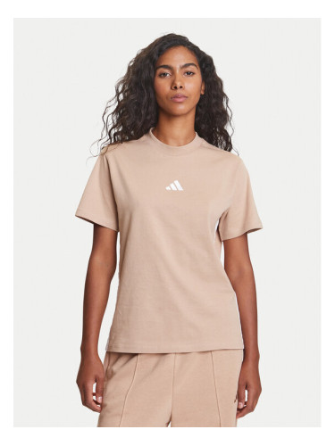 adidas Тишърт Essentials 3-Stripes JX7616 Бежов Regular Fit