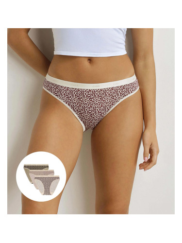 DIM LES POCKETS COTTON SLIP 3x - Women's cotton panties 3 pcs - light brown - cream