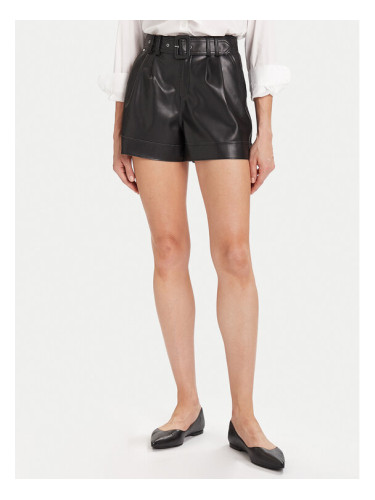 Morgan Шорти от имитация на кожа 242-SHOANE Черен Slim Fit