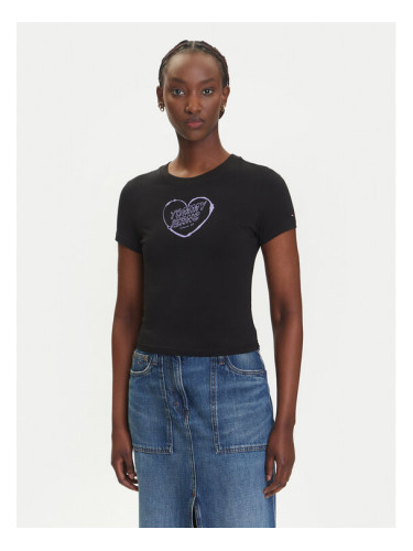 Tommy Jeans Тишърт Heart DW0DW21390 Черен Slim Fit