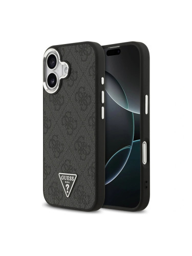 Оригинален кейс Guess 4G Triangle Metal Logo MagSafe, За iPhone 17 (6.3), Черен