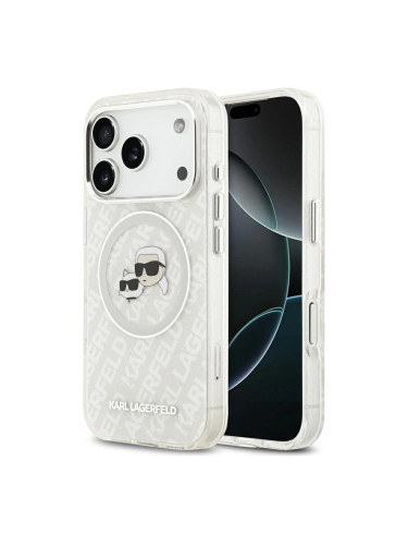 Оригинален кейс Karl Lagerfeld Karl and Choupette Glitter MagSafe, За iPhone 17 Pro (6.3), Прозрачен