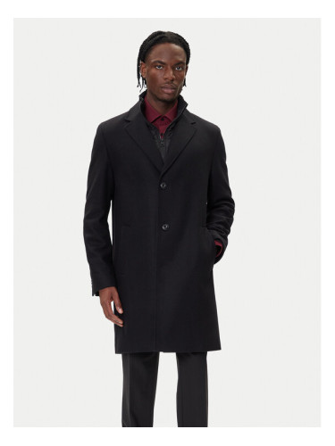 HUGO Вълнено палто Milogan2541 50546546 Черен Regular Fit