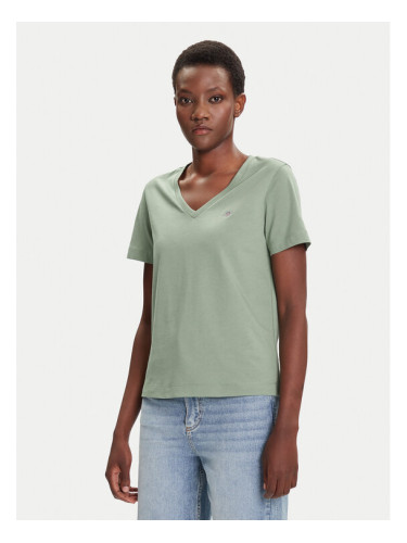 Gant Тишърт Shield 4200750 Зелен Regular Fit