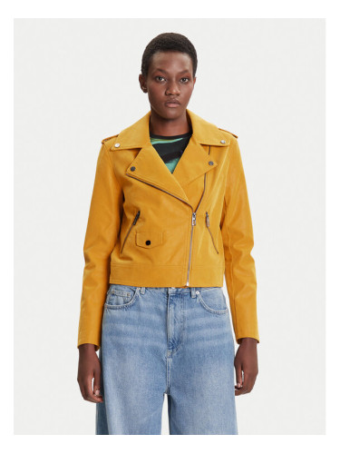 Desigual Яке от имитация на кожа Must 25WWEW69 Жълт Regular Fit