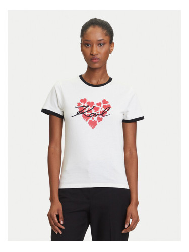 KARL LAGERFELD Тишърт A3W17015 Екрю Regular Fit
