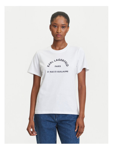 KARL LAGERFELD Тишърт A3W17105 Бял Regular Fit