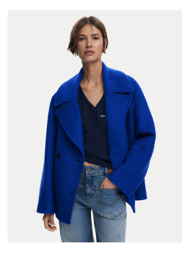 Desigual Вълнено палто Shortcolor 25WWEW11 Син Regular Fit