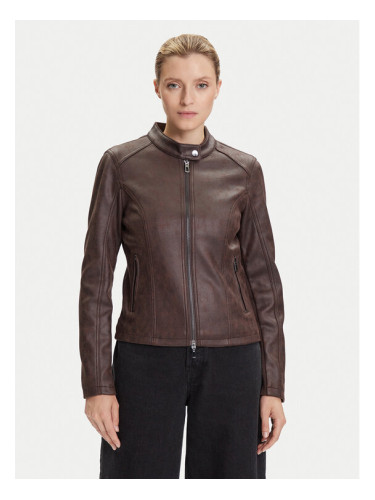 Desigual Яке от имитация на кожа Basic 25WWEW43 Кафяв Regular Fit