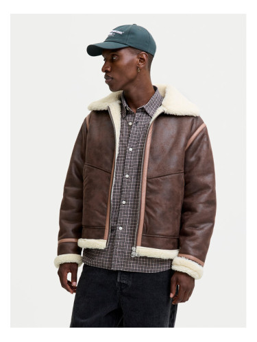 Jack & Jones Яке от имитация на кожа Liverpool 12282948 Кафяв Regular Fit