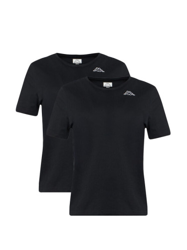 Kappa Комплект 2 тишъртки Logo Alyce 322564W Черен Regular Fit