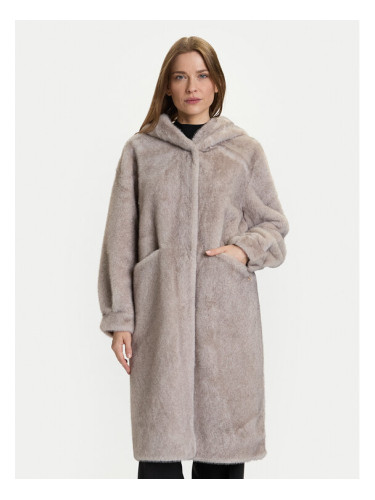 Rinascimento Кожено палто CFC0122225003 Сив Regular Fit