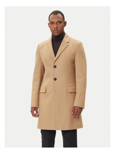HUGO Вълнено палто Migor2541 50546528 Бежов Slim Fit