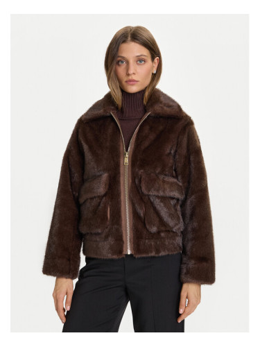 Rinascimento Кожено палто CFC0122227003 Кафяв Regular Fit