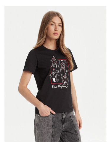 KARL LAGERFELD Тишърт A3W17099 Черен Regular Fit