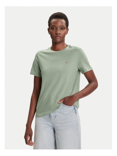 Gant Тишърт Shield 4200200 Зелен Regular Fit