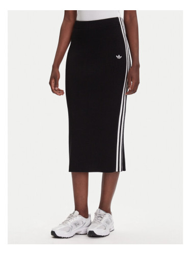 adidas Пола тип молив adicolor Knit 3-Stripes JW2661 Черен Regular Fit