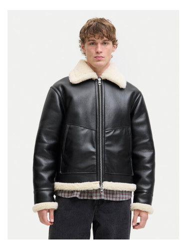 Jack & Jones Яке от имитация на кожа Liverpool 12282948 Черен Regular Fit