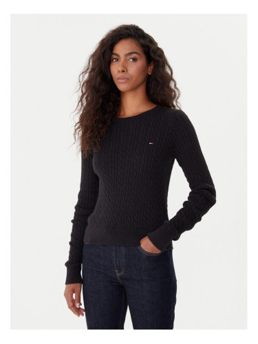 Tommy Jeans Пуловер Cable Essential DW0DW22165 Черен Regular Fit