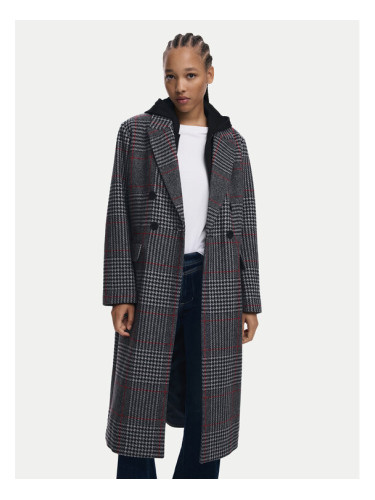 Desigual Вълнено палто Capucha 25WWEW13 Сив Regular Fit