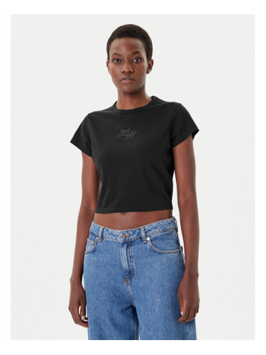 HUGO Тишърт Rhinestone 50551404 Черен Slim Fit