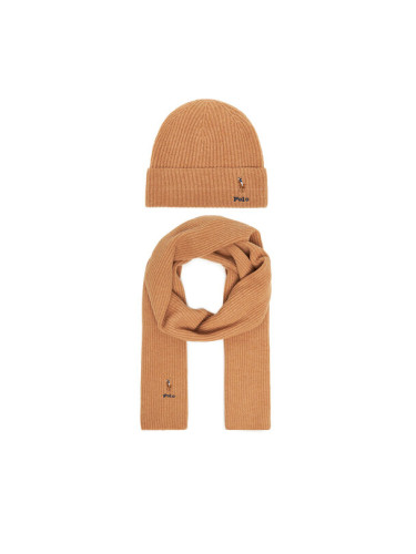 Polo Ralph Lauren Комплект шал и шапка 455981430002 Кафяв