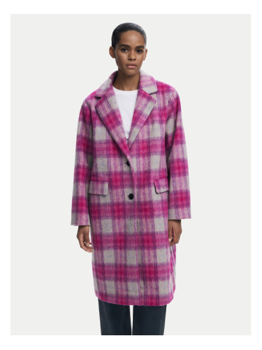 Desigual Вълнено палто Pinkcheck 25WWEW15 Розов Regular Fit