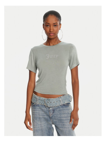 Juicy Couture Тишърт Sheer JCWCT225301 Зелен Slim Fit