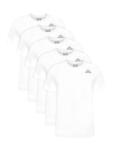 Kappa Комплект 5 тишърти Logo Myrto 322563W Бял Regular Fit